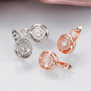 Pendientes de Diamantes en Oro Rosa para Mujer, Corte Brillante Redondo, Joyería Clásica para Boda, Diamantes Naturales, Color G - Product Image 5
