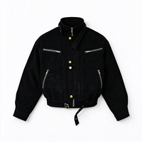 Blouson de motard américain vintage années 80 pour homme, en toile robuste vieillie, marron foncé, avec ceinture, col montant, coupe-vent, respirant, fermeture éclair