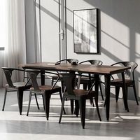 Moderne Holz-Café-Restaurant Fast-Food-Bar Esszimmermöbel Stapelbare Vintage Bistro Tisch- und Stuhl-Sets
