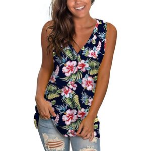 FOXA Women's Casual Tank <b>Top</b> Printed V-Neck Sleeveless Breathable Summer <b>Tops</b> - Product Image 1