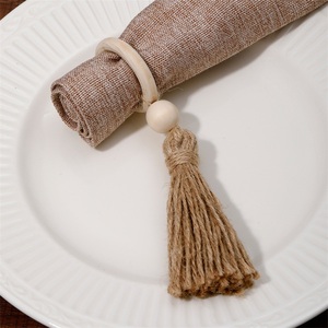 Nouvelles idées de produits <span class=keywords><strong>2023</strong></span> pure corde de chanvre faite à la main perlée gland fin ronds de serviette en gros personnalisé - Product Image 6