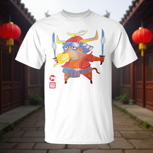 T-shirt unisexe pour adulte, col rond, manches courtes, impression numérique, signe du zodiaque chinois, animal du zodiaque, horoscope, sceau rouge, de qualité supérieure - Product Image 2