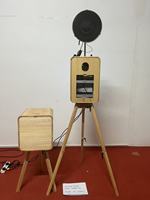 Photobooth en bois de chêne pour iPad 12,9 pouces avec support d'imprimante, coque de photobooth vintage DSLR pour fêtes et événements avec flight case