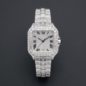 Reloj de Lujo para Hombre, con Esfera Cuadrada de Cristal, Diamantes Moissanite VVS1, Acero Inoxidable, Mecánico, Resistente al Agua - Product Image 1