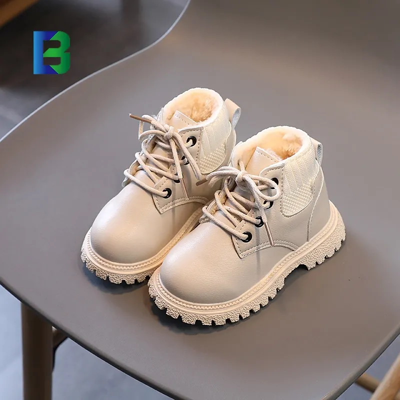 High Quality Warm Toddler Waterproof Kids Leather Beige Boots and Snow Boots