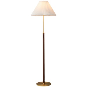 โคมไฟตั้งพื้นไม้แบบเรียบง่ายพร้อมโป๊ะผ้าลินิน - Product Image 1