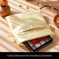 Sac à cordon personnalisé avec logo brodé, en satin, pour parfums, soins de la peau, cosmétiques, emballage de luxe, sac cadeau en satin brillant