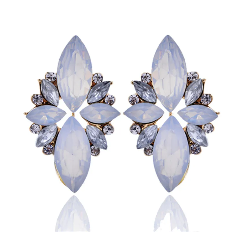 Wholesale Resin Rhinestone Crystal Statement Earrings Fashion Gold Plated Geometric Stud Earrings For Women