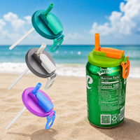 Lot de 4 couvercles universels pour canettes de soda avec paille, réutilisables, anti-déversement et anti-poussière, pour canettes standard de soda, bière et jus