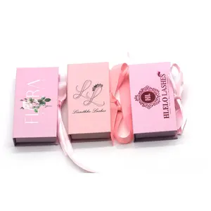 B001 Großhandel Oem Sie besitzen Marke rosa Benutzer definierte Handelsmarke Marmor Leere falsche Wimpern Verpackungs box mit rosa Band Verkäufer