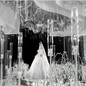 Nuovo stile 118cm di altezza portacandele in acrilico trasparente centrotavola per matrimonio candelabri in cristallo a 5 braccia per la decorazione di feste e mariage