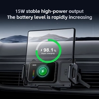 Support de téléphone universel pliable Q300 avec chargeur de voiture sans fil 15W à rotation 360° et support Type C