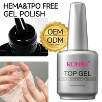 RONIKI HEMA TPO Free Nail UV Led Gel Crystal Top Coat 8ml par flacon, Top Coat en verre trempé, Top Coat UV