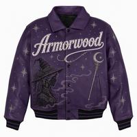 Blouson aviateur en cuir véritable pour homme sur mesure, faible MOQ, avec broderie 3D et strass, blouson bomber gothique personnalisé en cuir de vachette