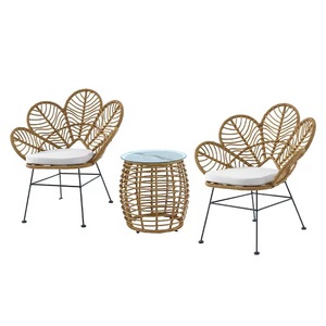 Tavolo e Sedie da Esterno in Rattan Intrecciato, Stile Lusso Leggero, Tavolino da Tè per Balcone e Terrazza - Product Image 6