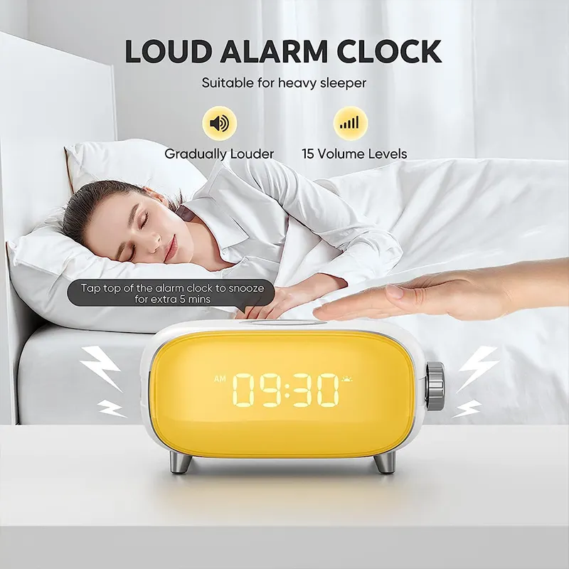 2024 Hot Sale Digital Clock Smart Wake Up Light FM Speaker with Sunrise Simulation Clock