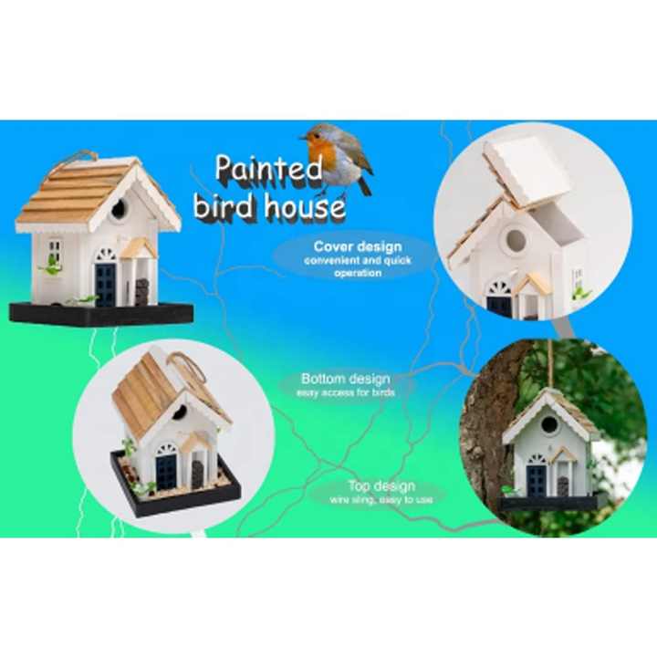 Petdom DIY Exquisite Wooden Hanging Bird House Bird Feeder