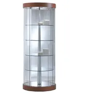 Custom Design Freistehende In Shop Marketing Führte Beleuchtung Rotierenden Oval Runde Glas Vitrine