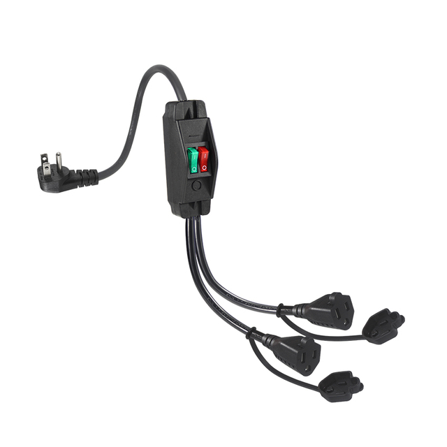 1Ft Black 16awg Usa Male Female Extension Nema 5-15P 5-15R American Plug ON/OFF Switch Cable Electric Ac Power Cord