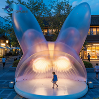 Ballon gonflable commercial personnalisé en forme de lapin (conception à air fermé) avec éclairage LED, film TPU changeant de couleur, imperméable, mignon, Bugs Bunny