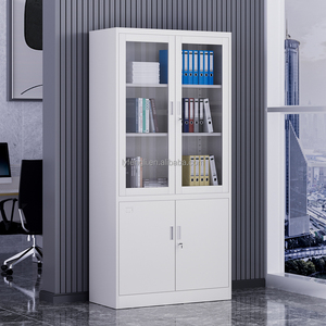 Armoire de rangement moderne en acier de grande taille avec porte vitrée, mobilier de bureau à domicile en promotion - pour les classeurs scolaires - Product Image 3