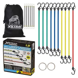 Best Seller 11" 18" 24" 36" 48" Rubber Elastic Double Hook Bungee Cords 18pcs Bungee Cord Set