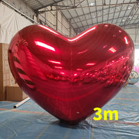 Sphère de miroir argentée géante personnalisée Grand ballon gonflable en PVC en forme de cœur Objets gonflables publicitaires décoratifs pour la Saint-Valentin