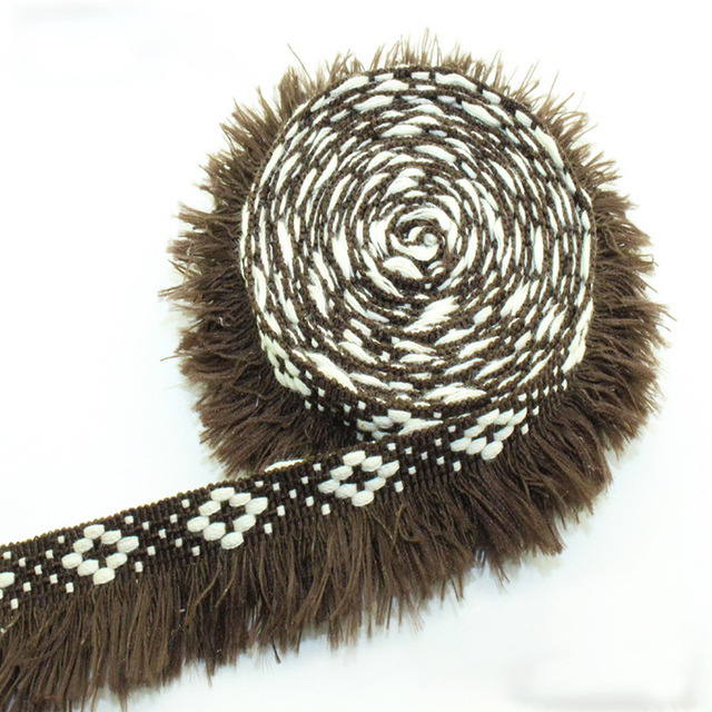 Jacquard Tassel Fringe Trim Webbing Polyester Tape Stylish Design for Home Textile Bags and Accessories