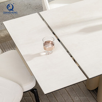 Table à manger extensible pour 6 à 8 personnes, avec plateau en pierre frittée, fabriquée à l'usine de Foshan, ensemble de table et chaises, meubles de Dongguan, Chine