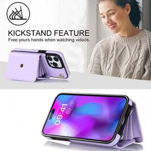 Porta carte di credito 2-in-1 e custodia per telefono a portafoglio multifunzionale per iPhone 15 Pro Max 14 <span class=keywords><strong>13</strong></span> Pro 12 11 XR/XS Max - Product Image 3