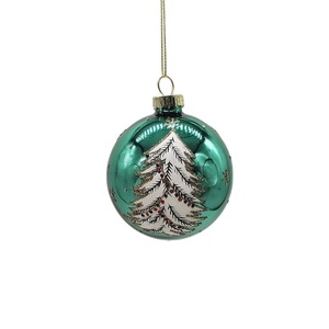 Boules de Noël <span class=keywords><strong>en</strong></span> <span class=keywords><strong>verre</strong></span> <span class=keywords><strong>soufflé</strong></span> à la main de haute qualité, personnalisées, vertes, 8 cm, 3 couleurs, suspendues, pour la décoration de la maison - Product Image 3
