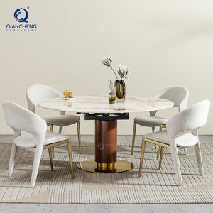 <span class=keywords><strong>Table</strong></span> de salle à manger extensible sur mesure <span class=keywords><strong>Table</strong></span> extensible rectangulaire pivotante moderne de luxe en ardoise <span class=keywords><strong>ronde</strong></span> avec dessus en forme de roche - Product Image 3