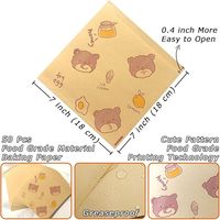 Sac en papier kraft plat recyclable pour sandwichs, déjeuners, pizzas, sushis, gelées et salades, avec motif ours mignon personnalisé
