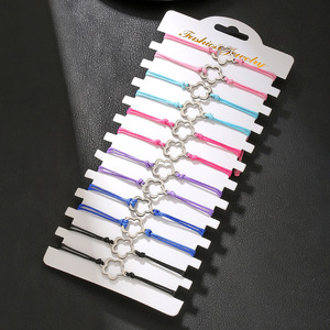 Fashion <b>String</b> <b>Bracelets</b> 12 Piece Set Adjustable Stainless Steel Pendant Mixed Colors Unisex Gift Jewelry - Product Image 2