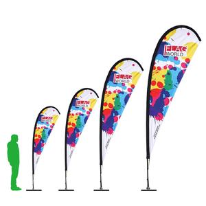 الجملة مخصصة في الهواء الطلق مزدوج الوجهين دمعة الإعلان راية للشاطئ لافتات مع موقف - Product Image 1