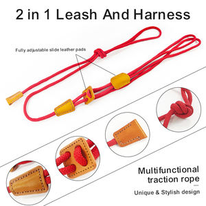 Tali hewan peliharaan 2 dalam 1, aksesori hewan peliharaan tali nilon panjang rompi timbal tali anjing dapat disesuaikan dan Harness Set untuk anjing kecil sedang besar - Product Image 2