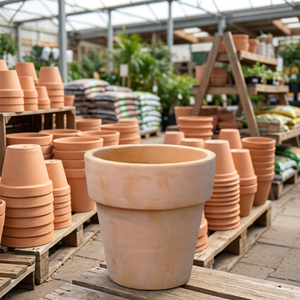 Terracotta Flower <b>Pot</b> with Round Design for Garden Planting Rustic Style Uncoated Durable Planter - Product Image 4