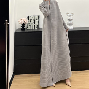 <span class=keywords><strong>Abito</strong></span> <span class=keywords><strong>Lungo</strong></span> Plissettato Casual da Donna Miyake, Vestito Multifunzionale Autunnale con Fibbia, Abaya con Chiusura a Chiodo - Product Image 4