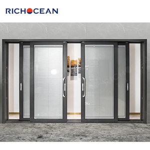 RICHOCEAN Portes coulissantes manuelles en verre trempé coupe-vent de haute qualité <span class=keywords><strong>Porte</strong></span> <span class=keywords><strong>coulissante</strong></span> en aluminium avec système coulissant - Product Image 3