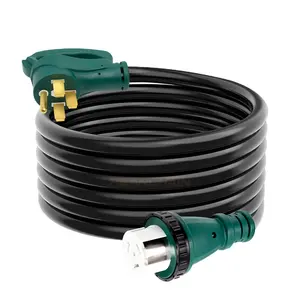 Cable generador de RV de alta resistencia de 50 Amp y 15 pies, cable STW de calibre 6/3 + 8/1 con conector hembra de bloqueo, torcedura de SS2-50R