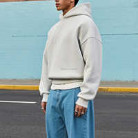 Toptan ağır bahar kırpılmış Hoodies özelleştirilmiş boy damla omuz Streetwear erkekler baskısız kapşonlu üst üreticileri