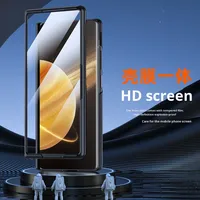 Étui de téléphone Honor Magic V3 en cuir véritable antichoc avec protection d'appareil photo intégrée et support d'objectif à charnière centrale