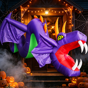 Drago Gonfiabile di Halloween da 3 Metri, Decorazione Luminosa per Giardino, Drago Gonfiabile Decorativo per le Festività - Product Image 2