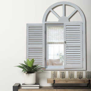 <strong>Window</strong> Frames Designs Espejo Pared White <strong>Window</strong> Shaped <strong>With</strong> <strong>Shutter</strong> Wooden Wood,wood Everyday Support Hanger 25129 - Product Image 6