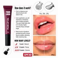 Gloss repulpant pour les lèvres changeant de couleur, teinte rose, maquillage pour des lèvres pulpeuses, brillance intense, transparent, longue tenue, huile hydratante pour repulper les lèvres