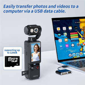 Caméra d'<span class=keywords><strong>action</strong></span> portable de poche 4K pour vlogging avec écran tactile 180° °   Caméras vidéo sportives avec objectif rotatif, carte 32 Go et éclairage d'appoint - Product Image 1