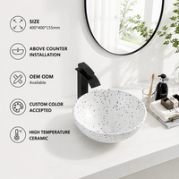 Vasque de salle de bain ronde artistique en céramique émaillée, fabriquée à haute température, à poser sur comptoir