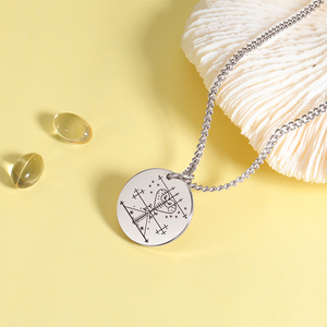 Amuleto Vudú Veve Papa Legba, Colgante de Disco con Patrón de Logotipo Personalizado en Acero Inoxidable, Collar Talismán <span class=keywords><strong>Hoodoo</strong></span> Dorado para Hombre, Estilo Hip Hop - Product Image 3