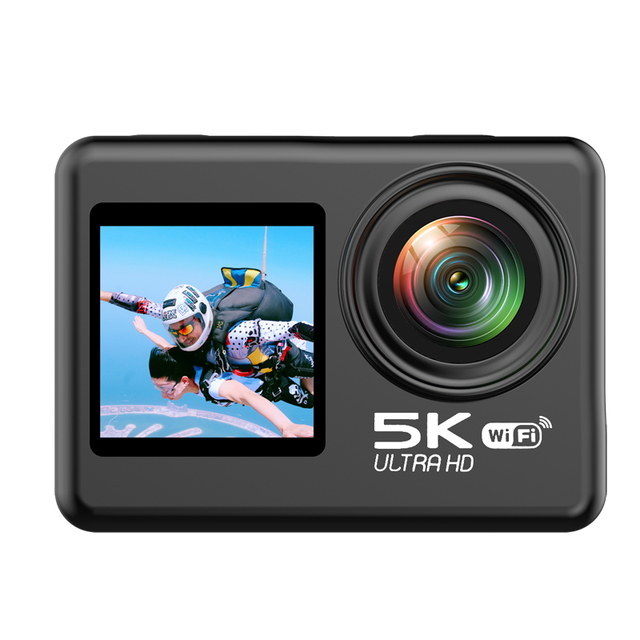 5K Sport Camera 30 Fps Front n Rear Dual Color Screen Wifi Video Selfie EIS Anti-shake IP68 30m Waterproof Sports Action Camera