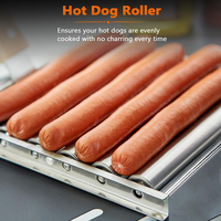 Ensemble de barbecue d'extérieur en acier inoxydable détachable avec grille à saucisses et machine à hot-dogs, manche en bois, pour extérieur